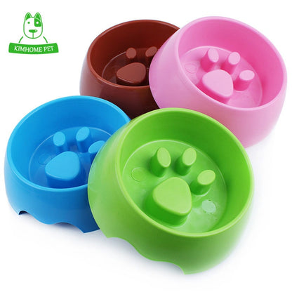 Plastic Paw Print Slow Feeder Bowl