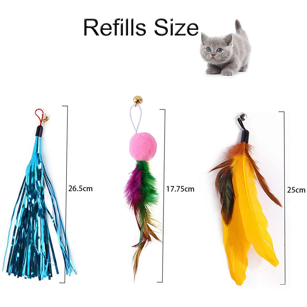Retractable Cat Feather Toy Set
