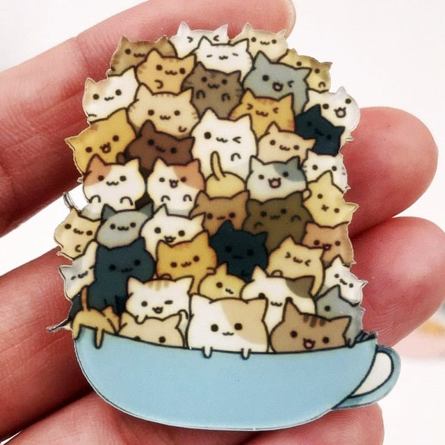 Stacked Cat Acrylic Badge Icons