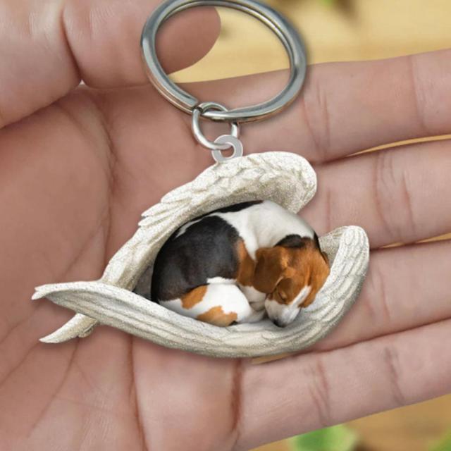 Dog Sleeping Angel Keychain (various dog breeds)